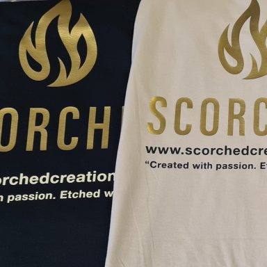 Company branded t-shirts with vinyl print