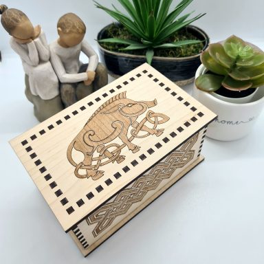 Wooden Jewellery Box With Wild Boar Motif