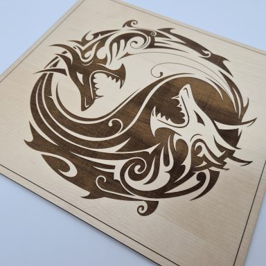 Tribal Yin & Yang Dragons Engraving